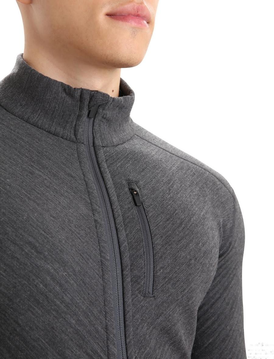 Kurtka Icebreaker RealFleece™ Merino Descender Long Sleeve Zip Męskie Czarne | PL 1704WNBY